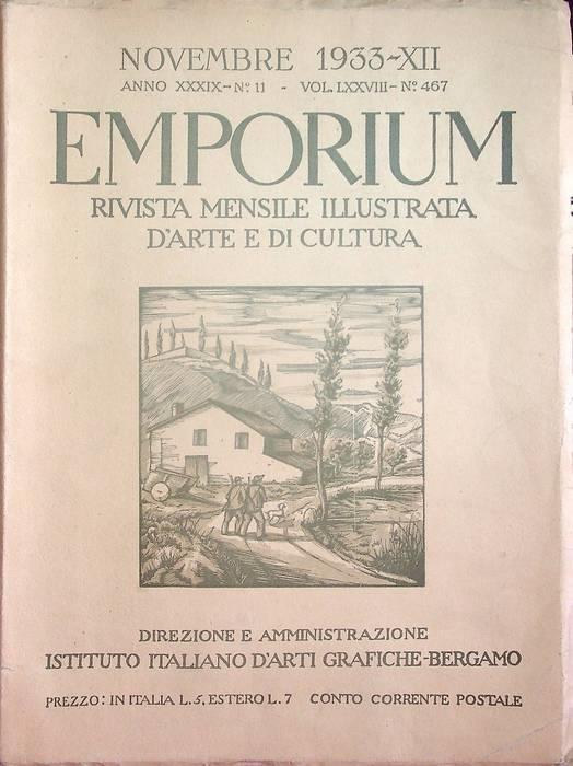 Emporium: rivista mensile illustrata d'arte e di cultura: A. XXXIX - N. 11 (novembre 1933) - copertina