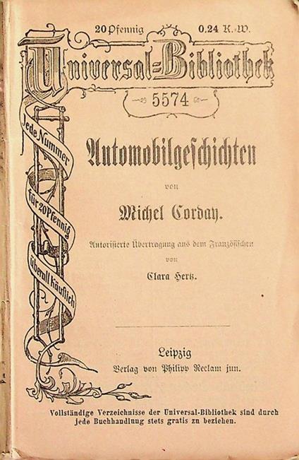 Automobilgeschichten - Michel Corday - copertina