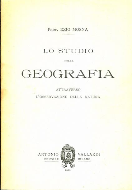 Lo studio della geografia attraverso l'osservazione della natura - copertina