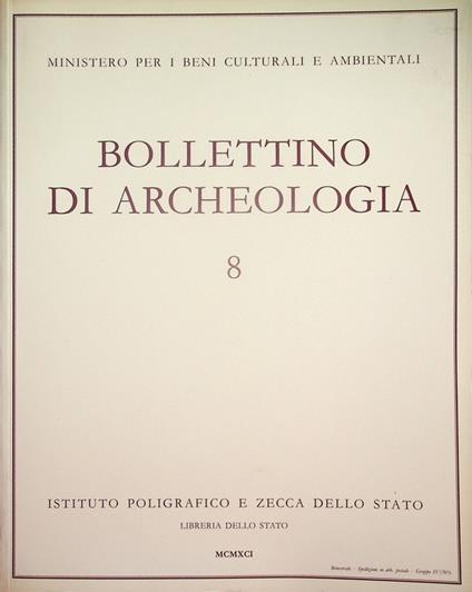 Bollettino di archeologia: 8 (1991) - copertina