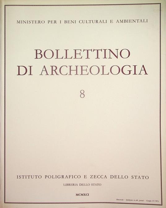 Bollettino di archeologia: 8 (1991) - copertina