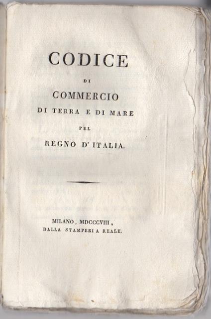 Codice di commercio di terra e di mare pel Regno d'Italia - copertina