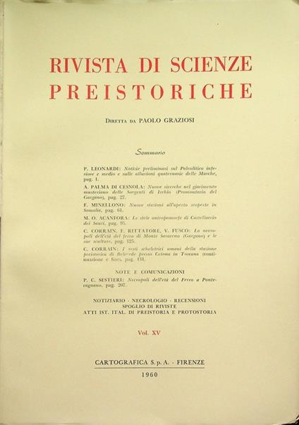 Rivista di scienze preistoriche: Vol. XV (1960) - copertina