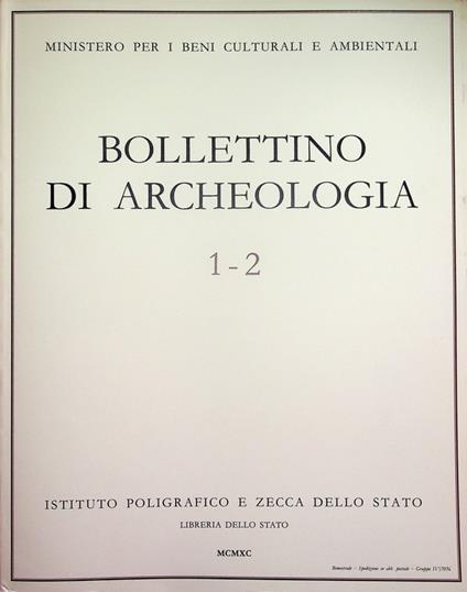 Bollettino di archeologia: 1-2 (1990) - copertina