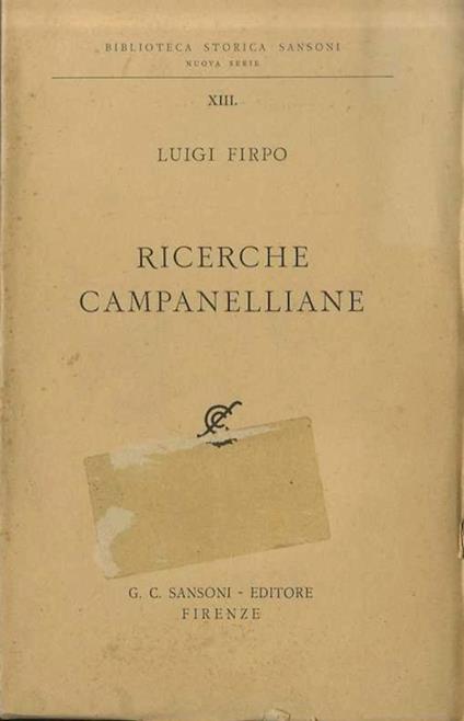 Ricerche campanelliane - Luigi Firpo - copertina