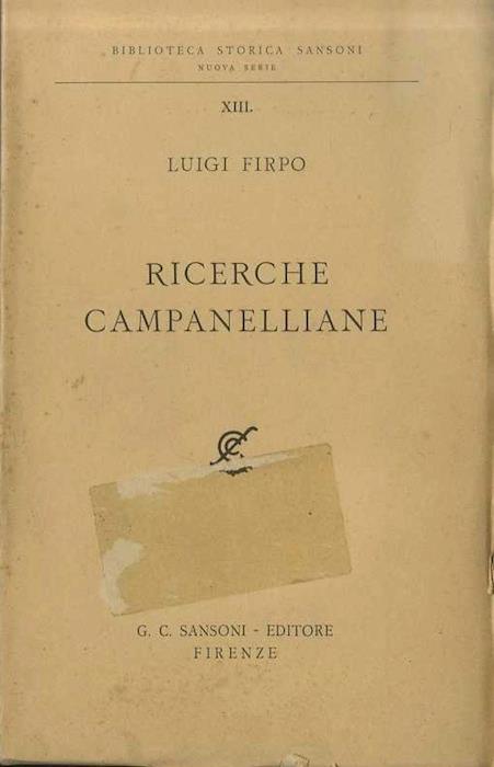 Ricerche campanelliane - Luigi Firpo - copertina