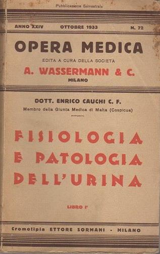 Fisiologia e patologia dell'urina: libro I° - copertina