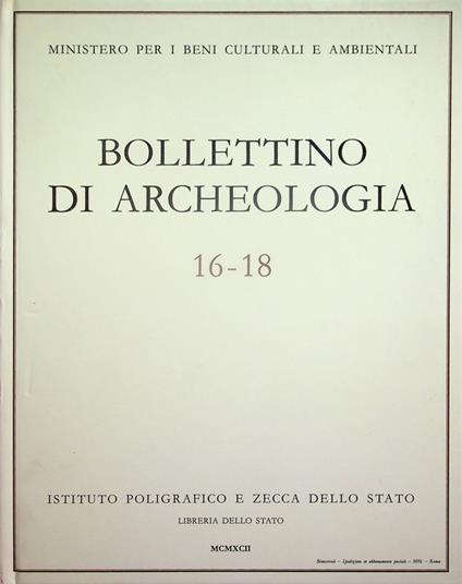 Bollettino di archeologia: 16-18 (1992) - copertina