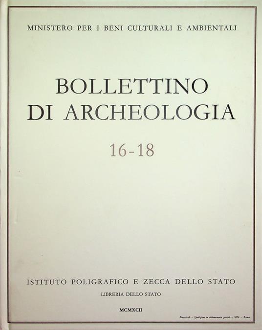 Bollettino di archeologia: 16-18 (1992) - copertina