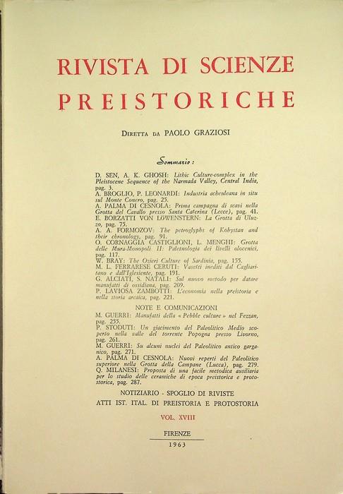 Rivista di scienze preistoriche: Vol. XVIII (1963) - copertina