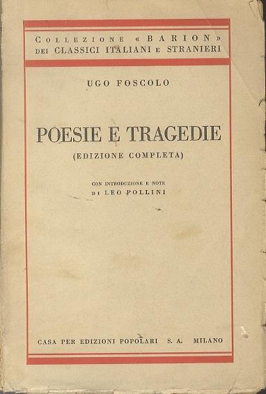 Poesie e tragedie - Ugo Foscolo - copertina