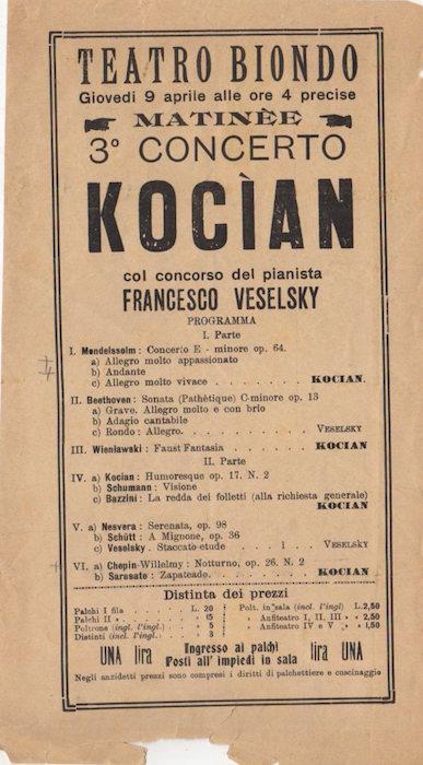 Teatro Biondo: Kocian - copertina