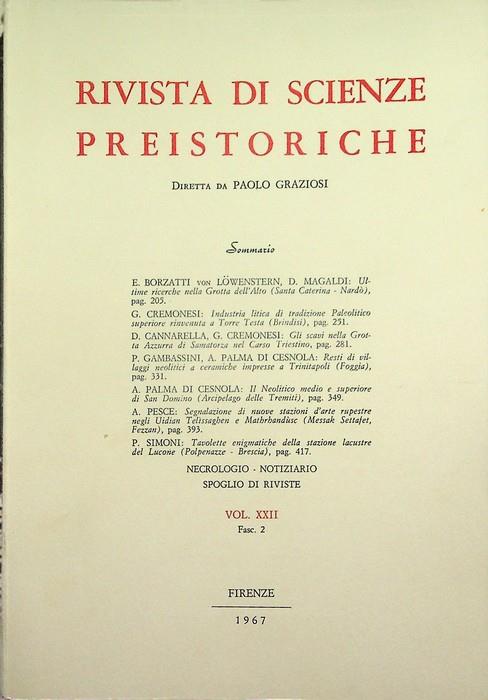 Rivista di scienze preistoriche: A. XXII,2 (1967)