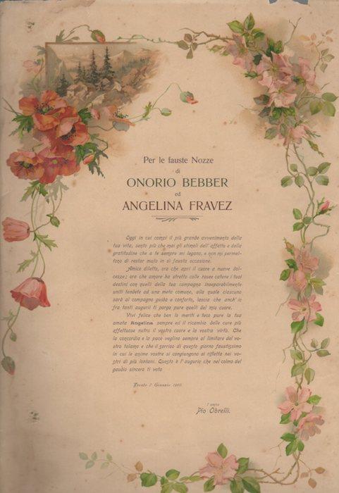 Per le fauste nozze di Onorio Bebber ed Angelina Fravez - Pio Ortelli - copertina