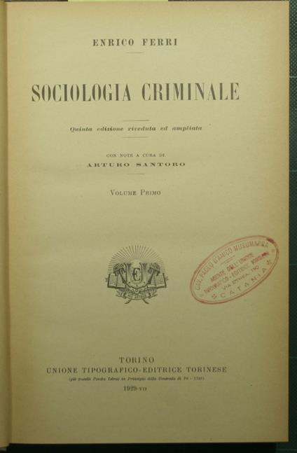 Sociologia criminale - Enrico Ferri - copertina