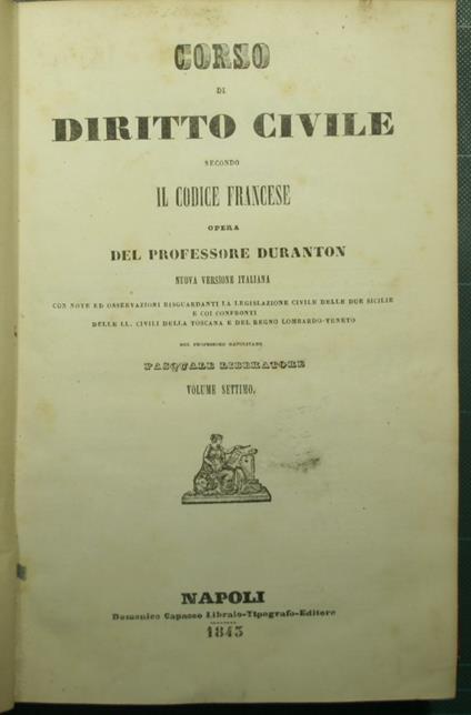 Corso di Diritto civile secondo il Codice francese - Voll. VII e VIII - Alexandre Duranton - copertina