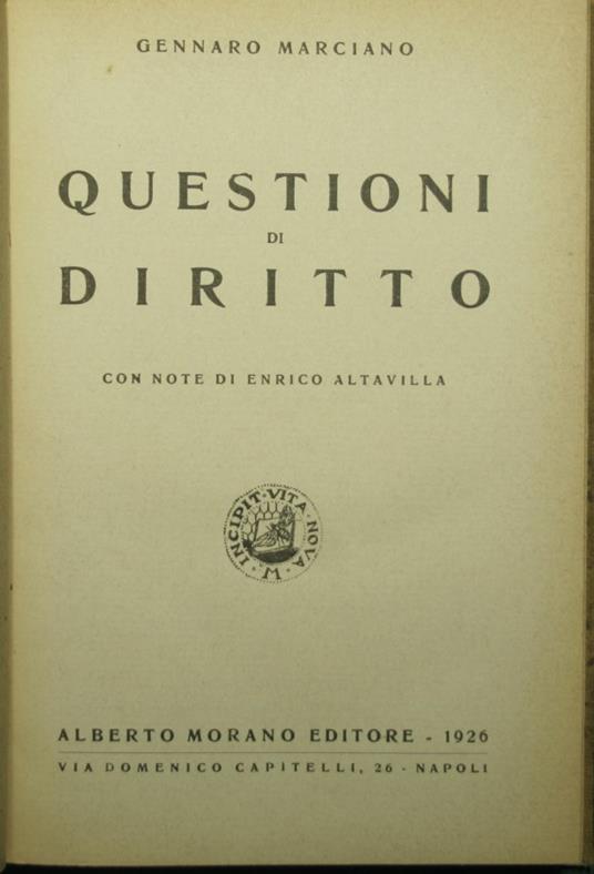 Questioni di diritto - Gennaro Marciano - copertina