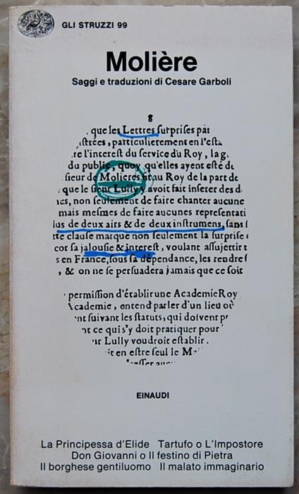 Principessa D'Elide. Tartufo O L'Impostore. Don Giovanni O Il Festino Di Pietra. Il Borghese Gentiluomo. Il Malato Immaginario - Molière - copertina