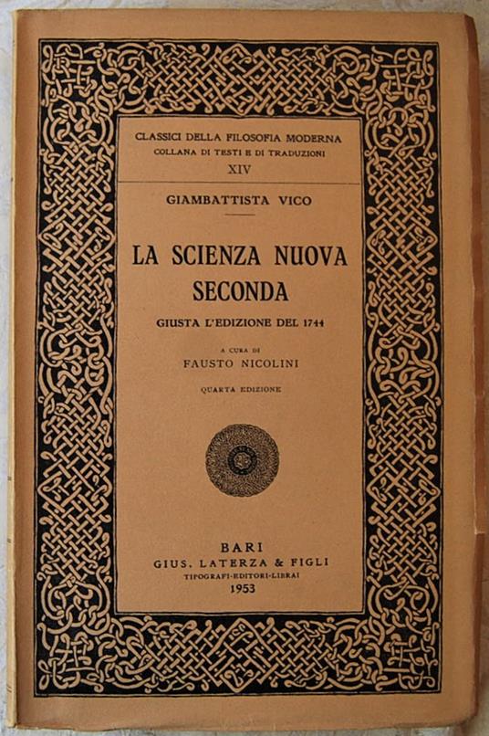 Scienza Nuova Seconda. Giusta L'Edizione Del 1744 - Giambattista Vico - copertina