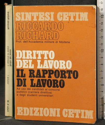 Diritto Del Lavoro. Il Rapporto di Lavoro - Richard Wagner - copertina