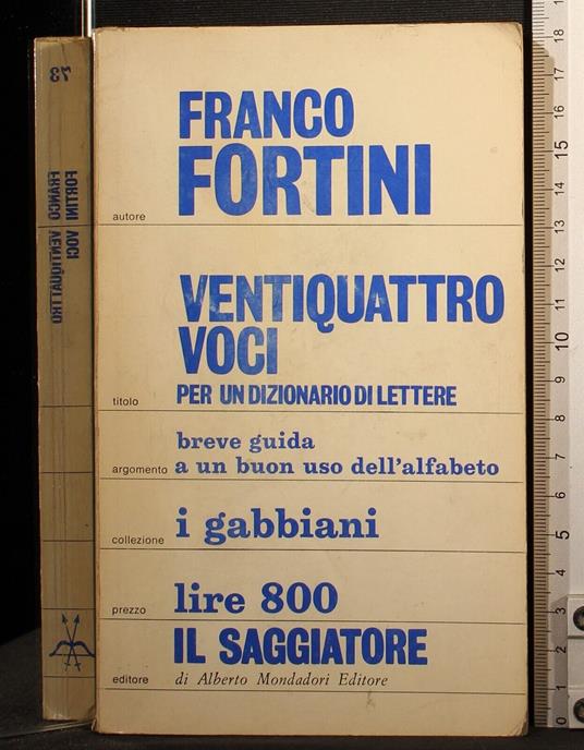 Ventiquattro voci - Franco Fortini - copertina