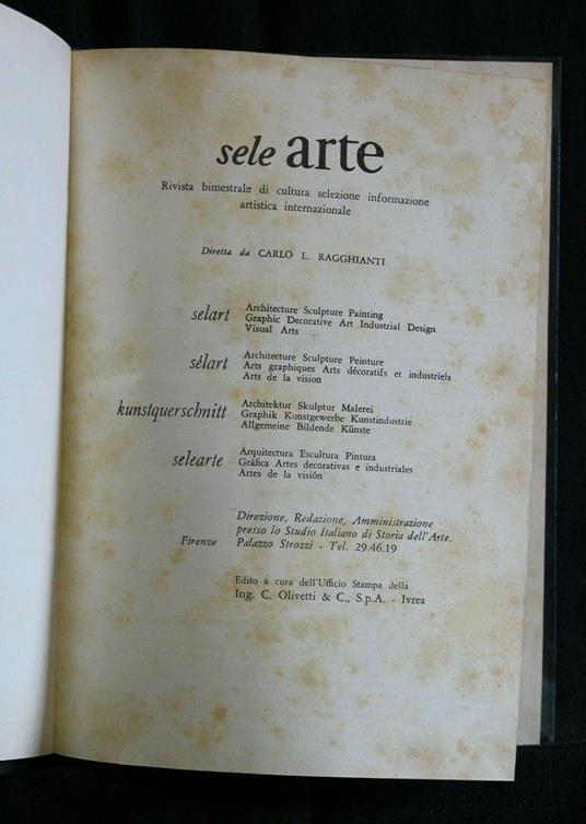 Sele Arte Rivista Bimestrale di Cultura Selezione Informazione - Carlo L. Ragghianti - copertina