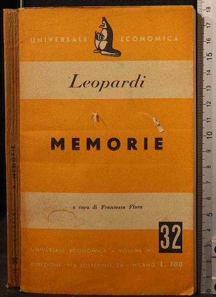 Memorie - Giacomo Leopardi - copertina