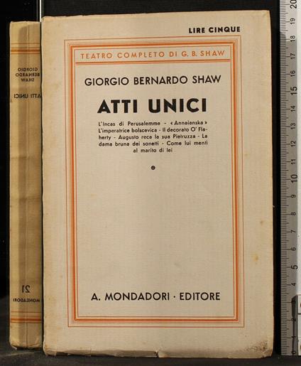 Atti - George Bernard Shaw - copertina