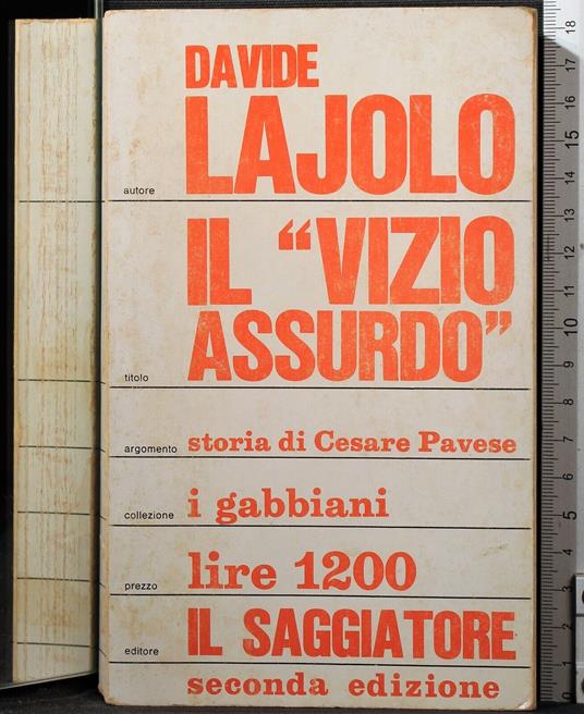 Il vizio assurdo - Davide Lajolo - copertina