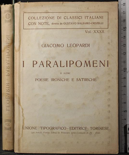 I Paralipomeni - Giacomo Leopardi - copertina