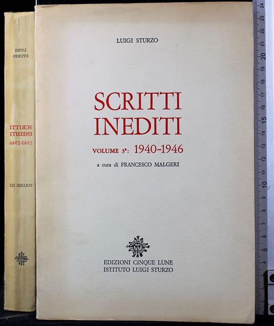 Scritti inediti. Volume 3: 1940-1946 - Luigi Sturzo - copertina
