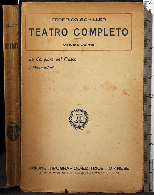 Teatro completo. Vol 5. La congiura del Fiesco. - Friedrich Schiller - copertina