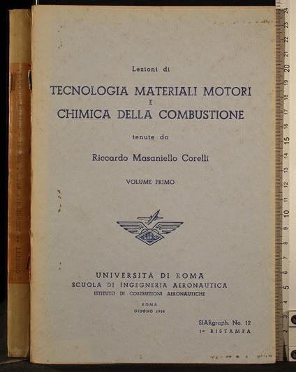 Tecnologia materiali motori chimica della combustione 1 - Arcangelo Corelli - copertina