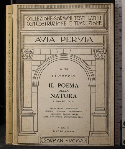 Il poema della natura. Libro secondo - Tito Lucrezio Caro - copertina