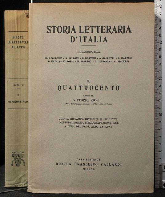 Storia Letteraria D'Italia. Il - Vittorio Rossi - copertina