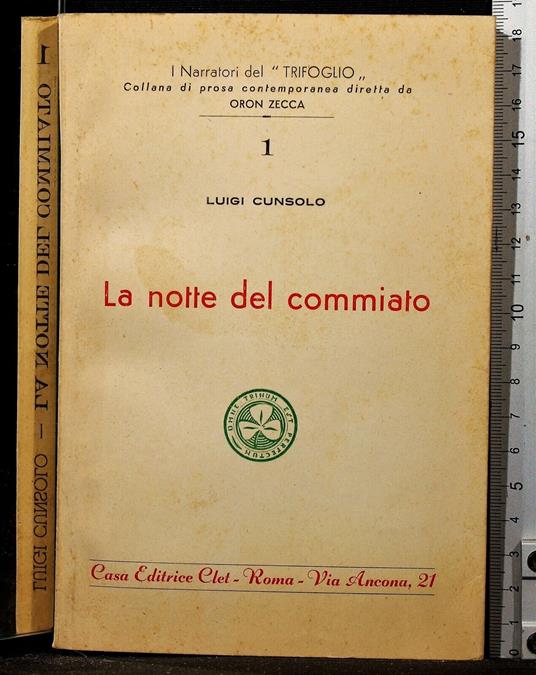 La notte del commiato - Luigi Cunsolo - copertina