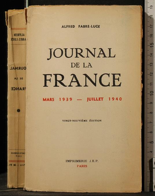 Journal De France. Mars 1939/Jullet - Alfred Fabre Luce - copertina