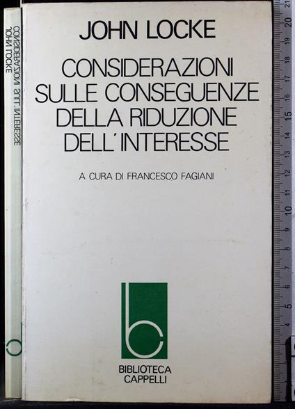 Considerazioni sulla riduzione dell'interesse - John Locke - copertina