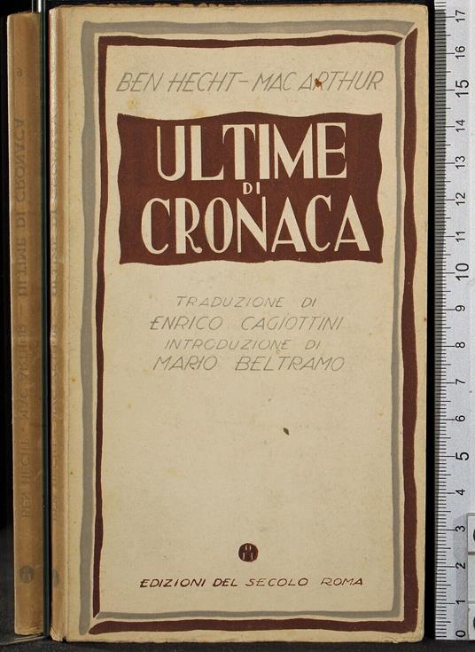 Ultime di cronaca - Ben Hecht - copertina