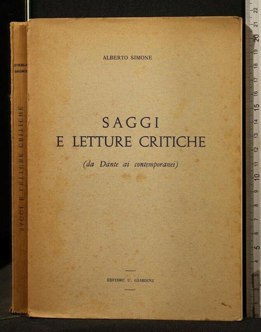 Saggi e Letture Critiche (Da Dante Ai Contemporanei) - Umberto Simonetta - copertina