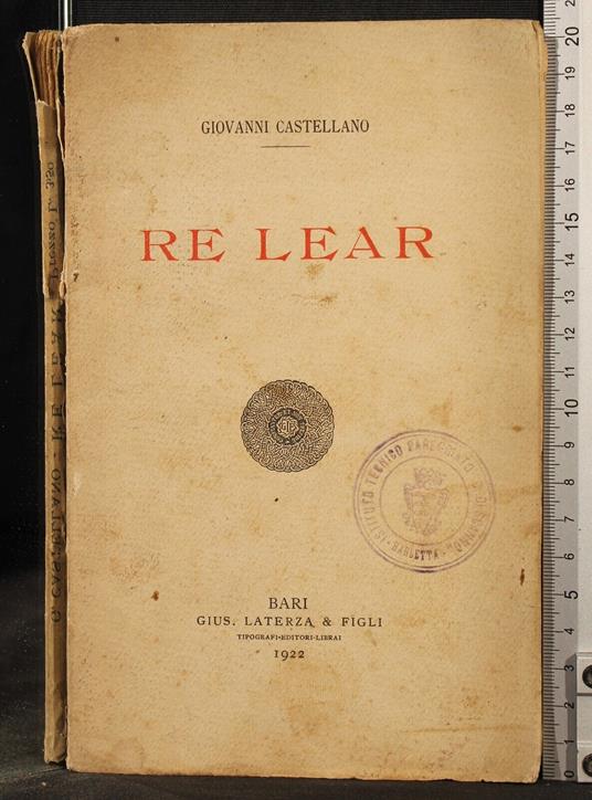 Re Lear - Giovanni Castellano - copertina