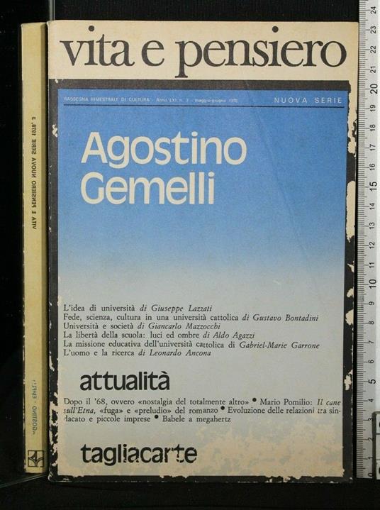 Vita e Pensiero - Agostino Gemelli - copertina