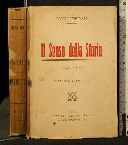 Il Senso Della Storia - Max Nordau - copertina