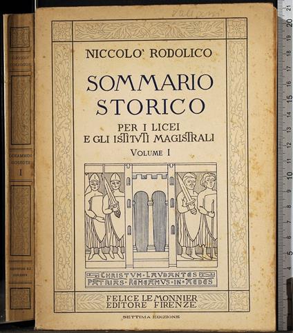 Sommario storico. Vol 1 - Niccolò Rodolico - copertina