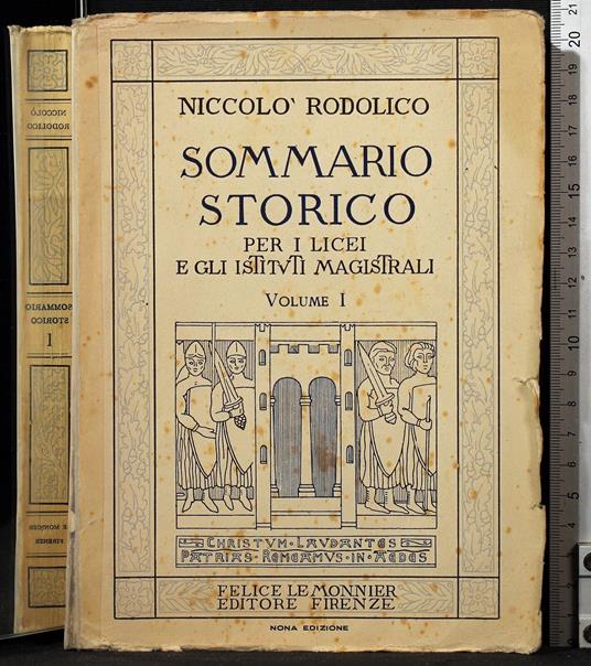 Sommario storico. Vol I - Niccolò Rodolico - copertina