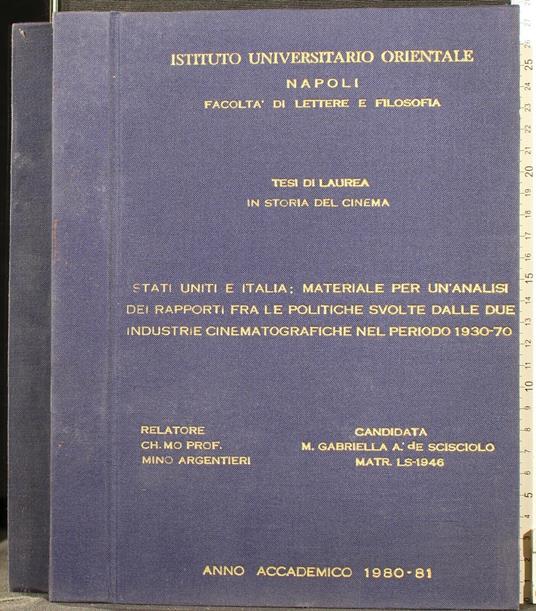 Tesi di Laurea in Storia Del Cinema - Tesi di Laurea in Storia Del Cinema di: De Scisciolo - copertina