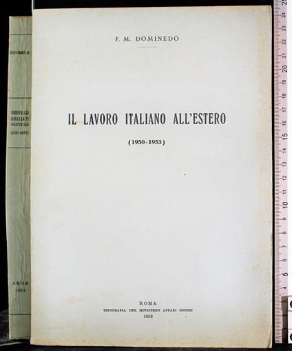 Il lavoro italiano all'estero (1950-1953) - lavoro italiano all'estero (1950-1953) di: Dominedò - copertina