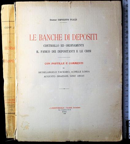 Le banche di depositi - banche di depositi di: Ernesto Tucci - copertina