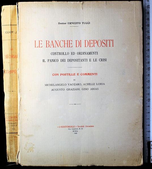 Le banche di depositi - banche di depositi di: Ernesto Tucci - copertina