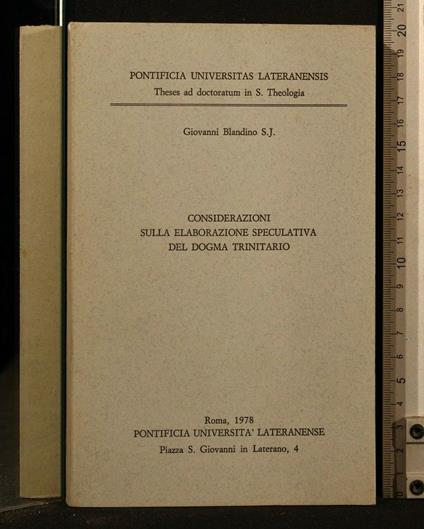 Considerazioni Sulla Elaborazione Speculativa Del Dogma Trinitario - Considerazioni Sulla Elaborazione Speculativa Del Dogma Trinitario di: Giovanni Blandino - copertina